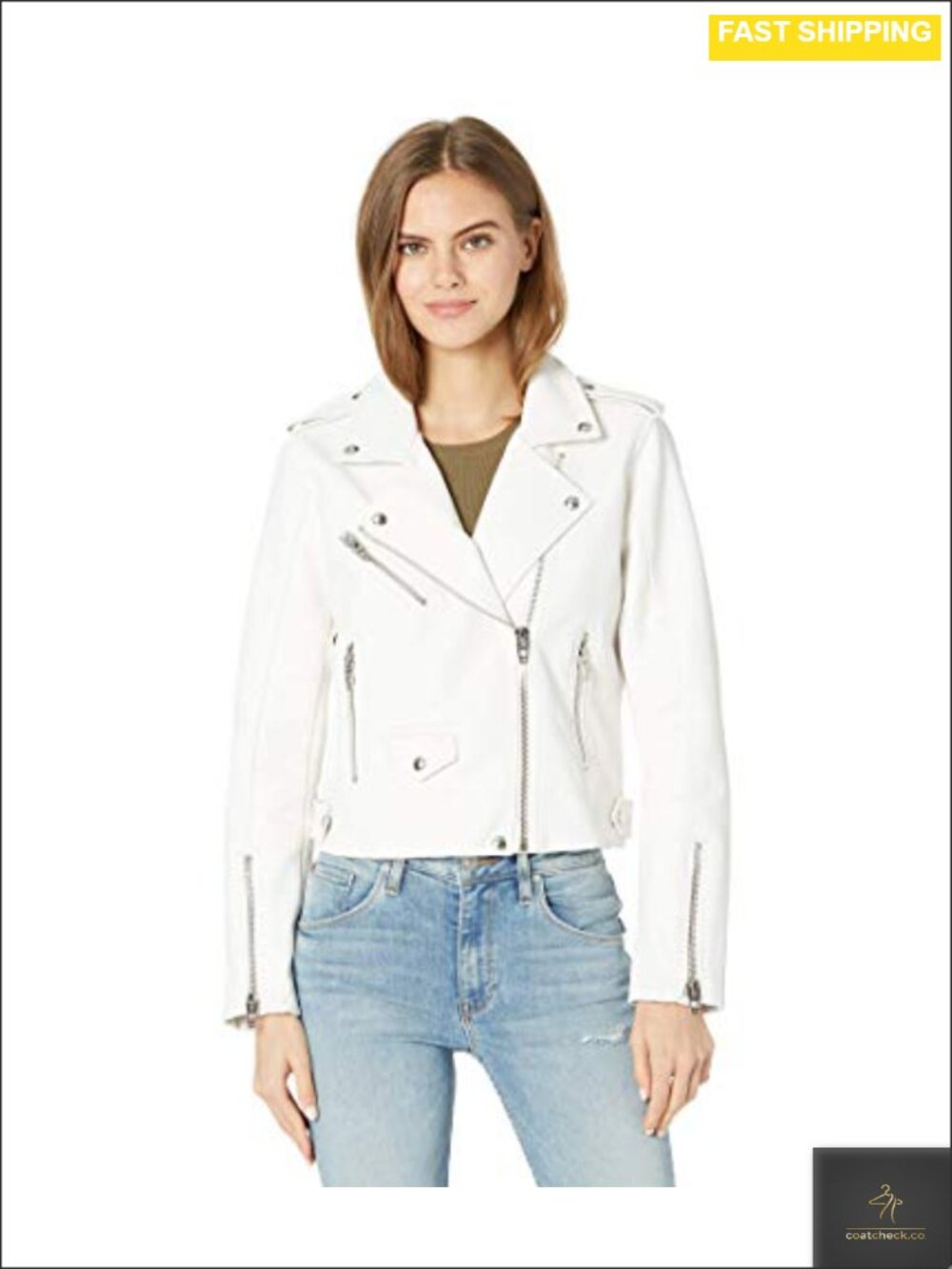 Women's Moto Jacket Faux Leather Long Sleeve Aviator
